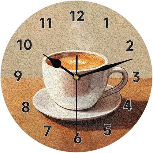 Reloj de pared redondo de café de 9.84 pulgadas, sin tictac, silencioso, funciona con pilas, para sala de estar, dormitorio, cocina, hotel, escuela
