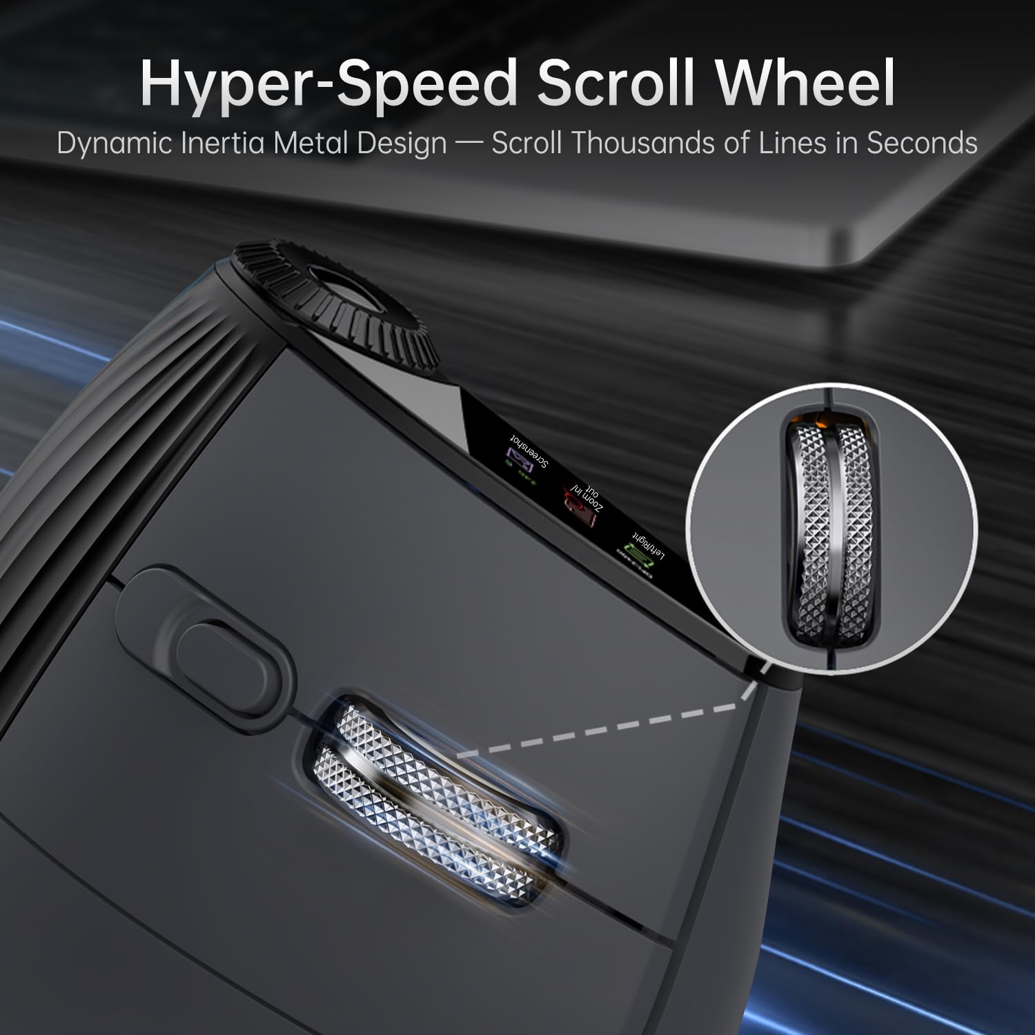 Mouse verticale ergonomico senza fili, ricaricabile Bluetooth ultraveloce scorrimento 4800 DPI, mouse Ergo 2.4G silenzioso clic 6 pulsanti mouse ottici RGB, 3 connettività multi-dispositivo
