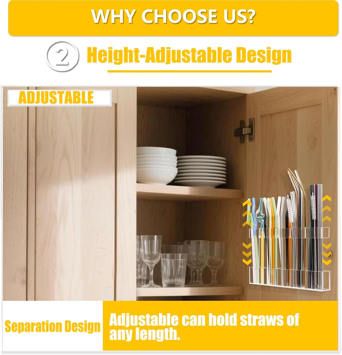 Condition photo showing New/Like New for upgraded 9.5”large acrylic straw holder with drainage holes for cabinet door - reusable tumbler straw organizer storage rack for counter cupboard door mounted,space saving kitchen accessories 9.5 inch