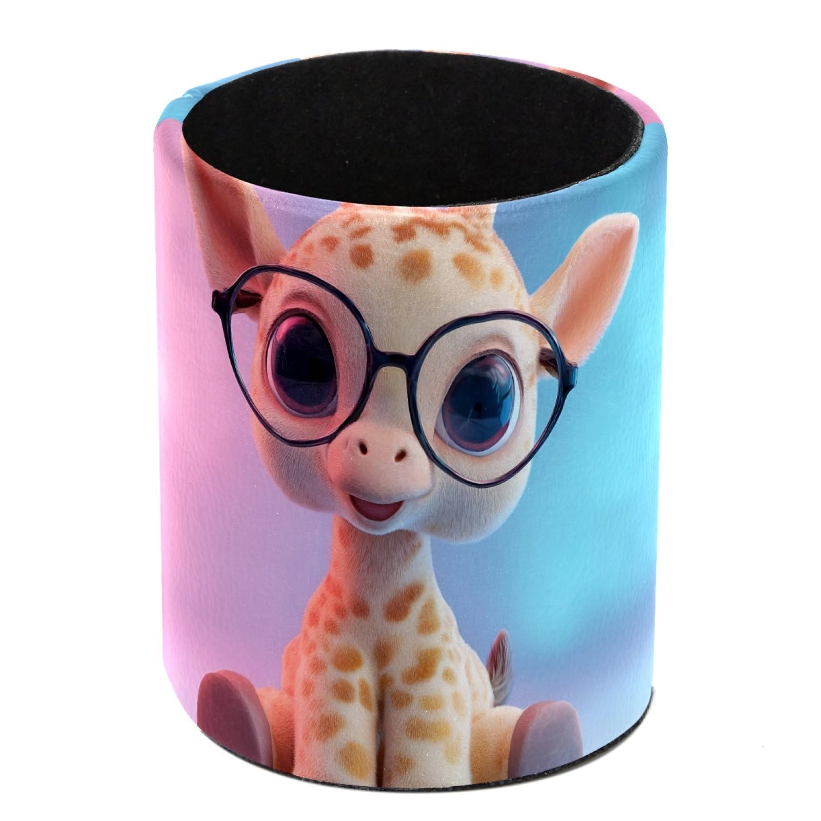 HEOEH Cartoon Giraffe Pen Holder for Desk, PU Leather Pencil Holder Pen Cup Marker Holder Makeup Brush Holders, Desk Accessories & Workspace Organizers for Home, Office