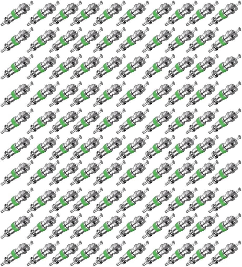 100pcs Green A/C Valve Core R134A Air Conditioning Automotive