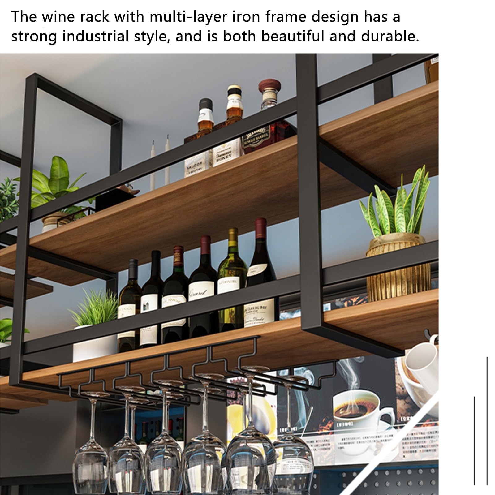 Amazon｜2つのフロア天井吊り ワインラック ，サスペンション逆さま