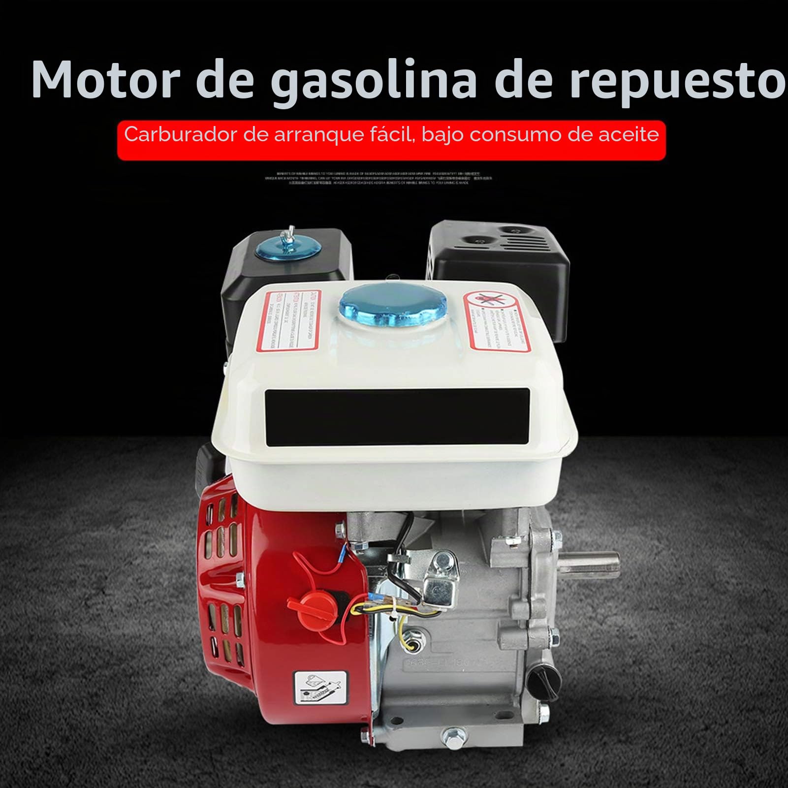 Motor de gasolina de 4 tiempos, 6,5 CV, 168 F OHV, arranque por cable, motor de repuesto para cortacésped y fresadora de jardín, aluminio, 3600 rpm