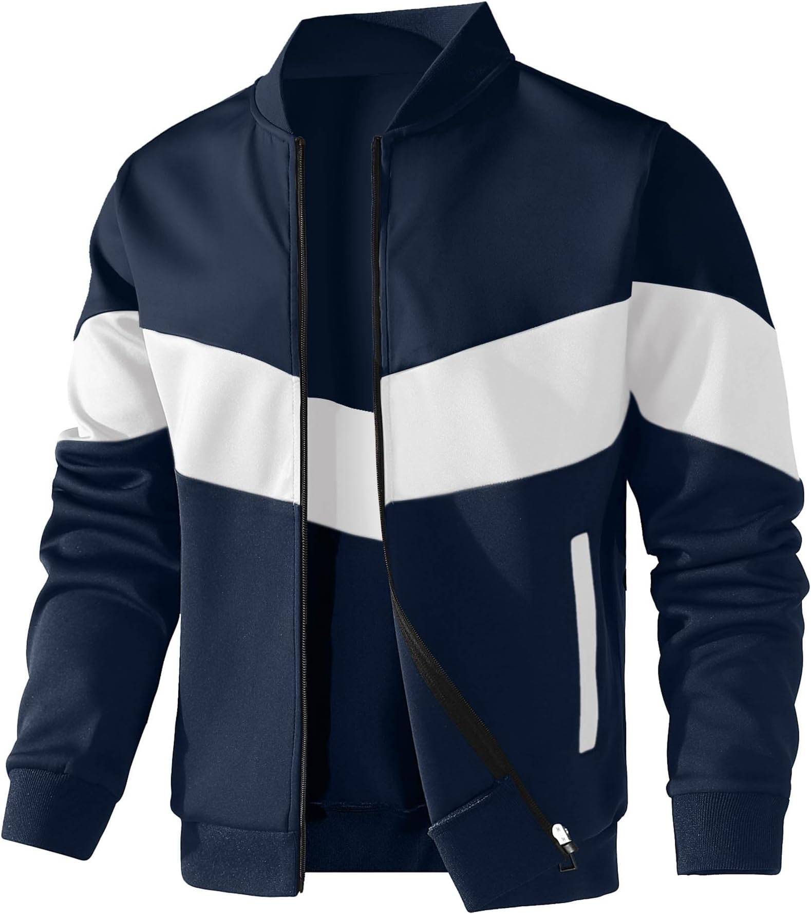 HYPESTFIT Mens Lightweight Jacket Casual Bomber Jacket Color Block Varsity Coat