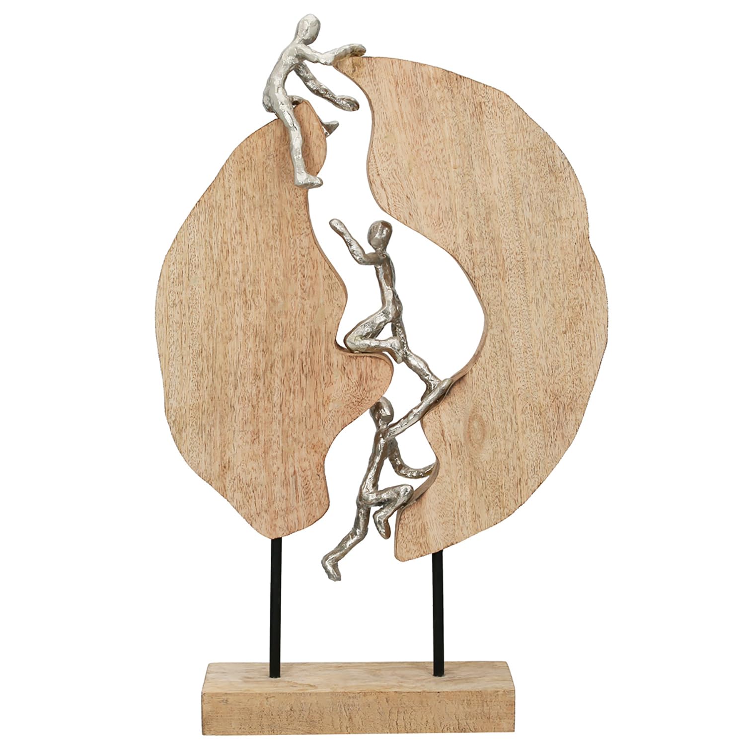 Casablanca Skulptur Hoch Hinaus, Deko Figur Naturfarben, Metall u. Mangoholz Statue Wohnzimmer, Büro Dekoration H. 36 cm x B. 35 cm - Geschenk Moderne Skulpturen, Klettern, Bergsteigen, Kletterer