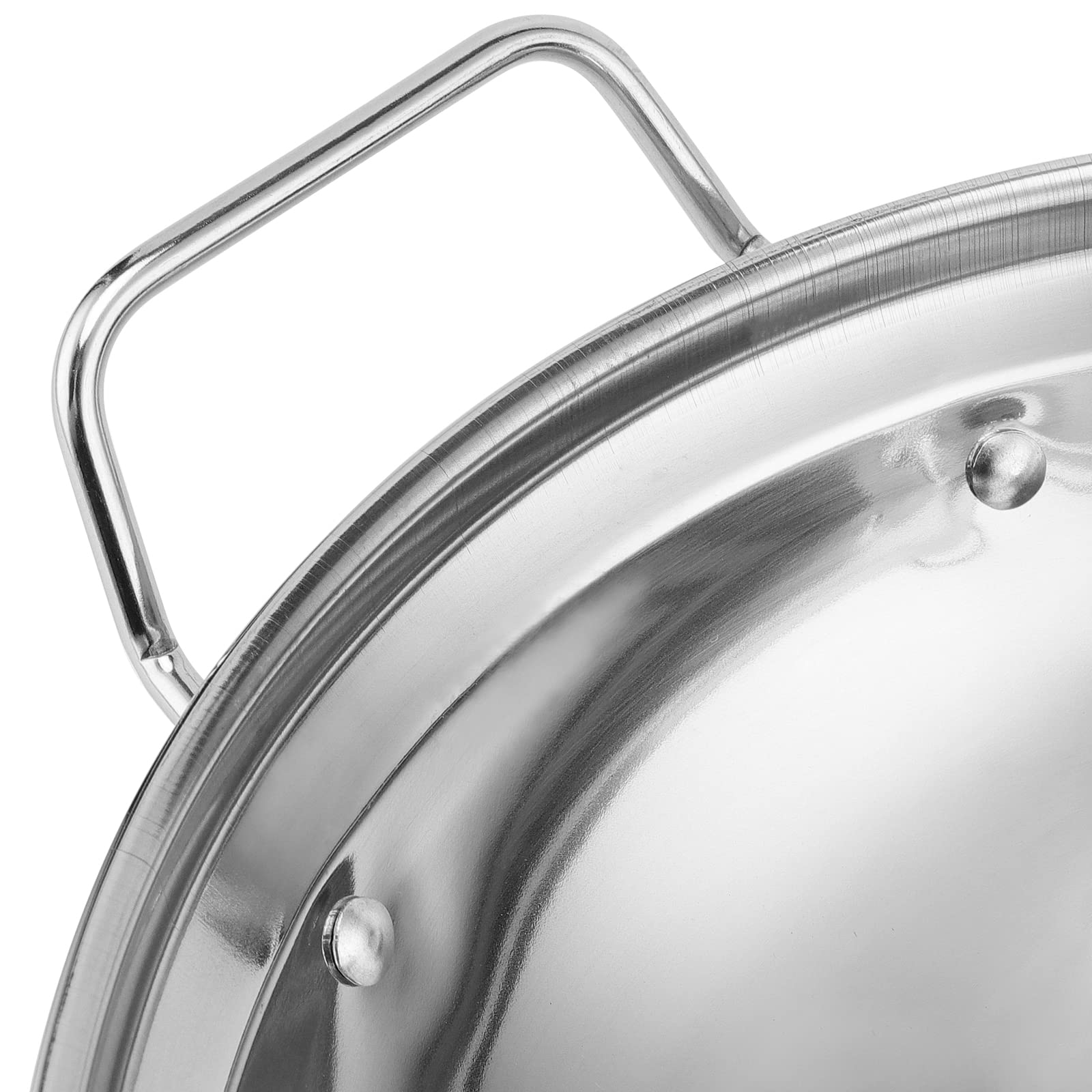 SINJEUN Juego de 6 Platos de Acero Inoxidable para Servir Balti 22cm/8.6", Platos Redondos para Servir Curry, Grandes Cuencos Batli para Restaurantes, Bares, Cocina India