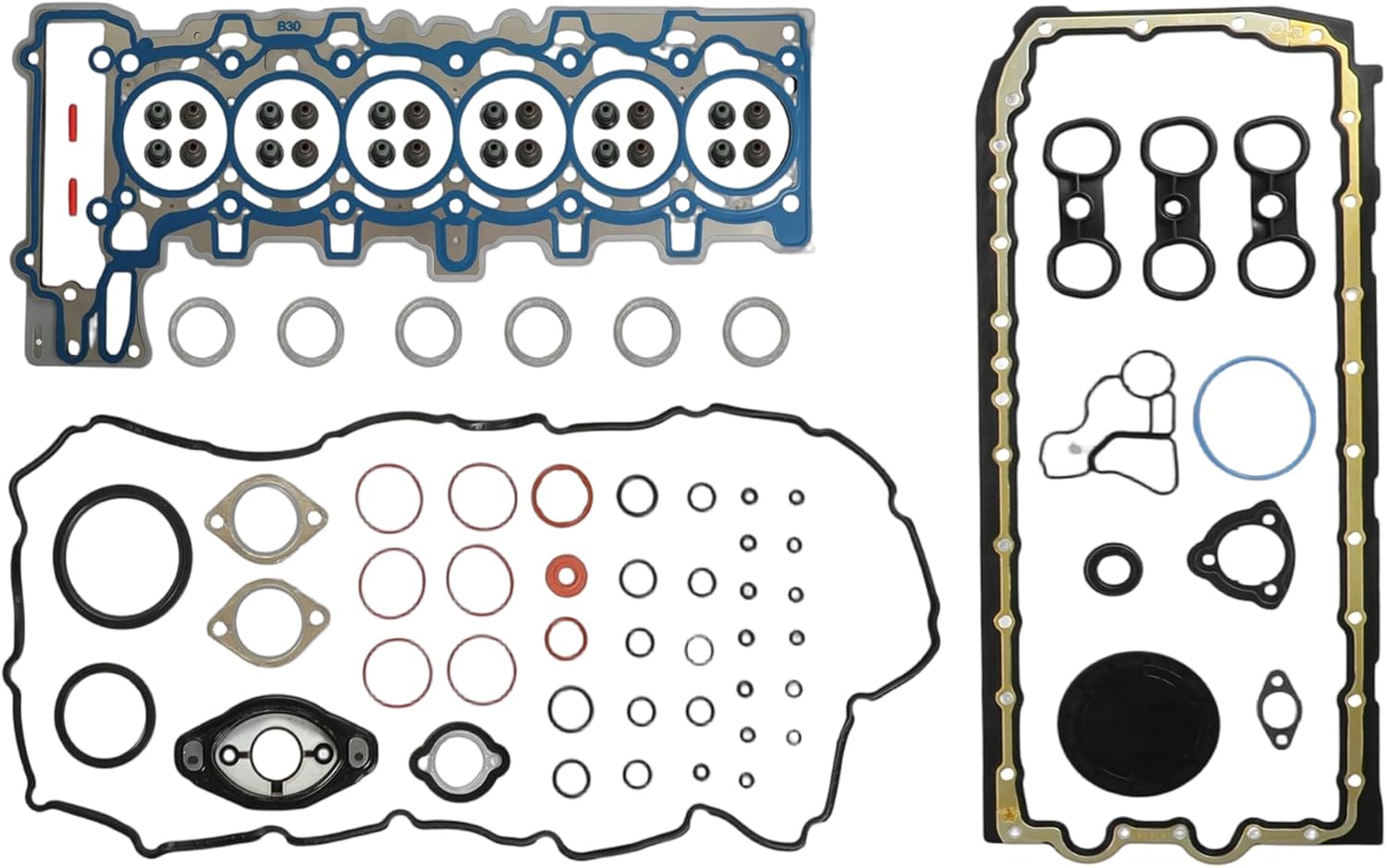 N52 3.0L Engine Rebuild Kit W/Full Gasket Set Timing Chain Piston Kit Water Pump Thermostat Set Fit For BMW 128i 328i 435i 630i 528i X1X3 X5 11417516128 11127553209 11127549797