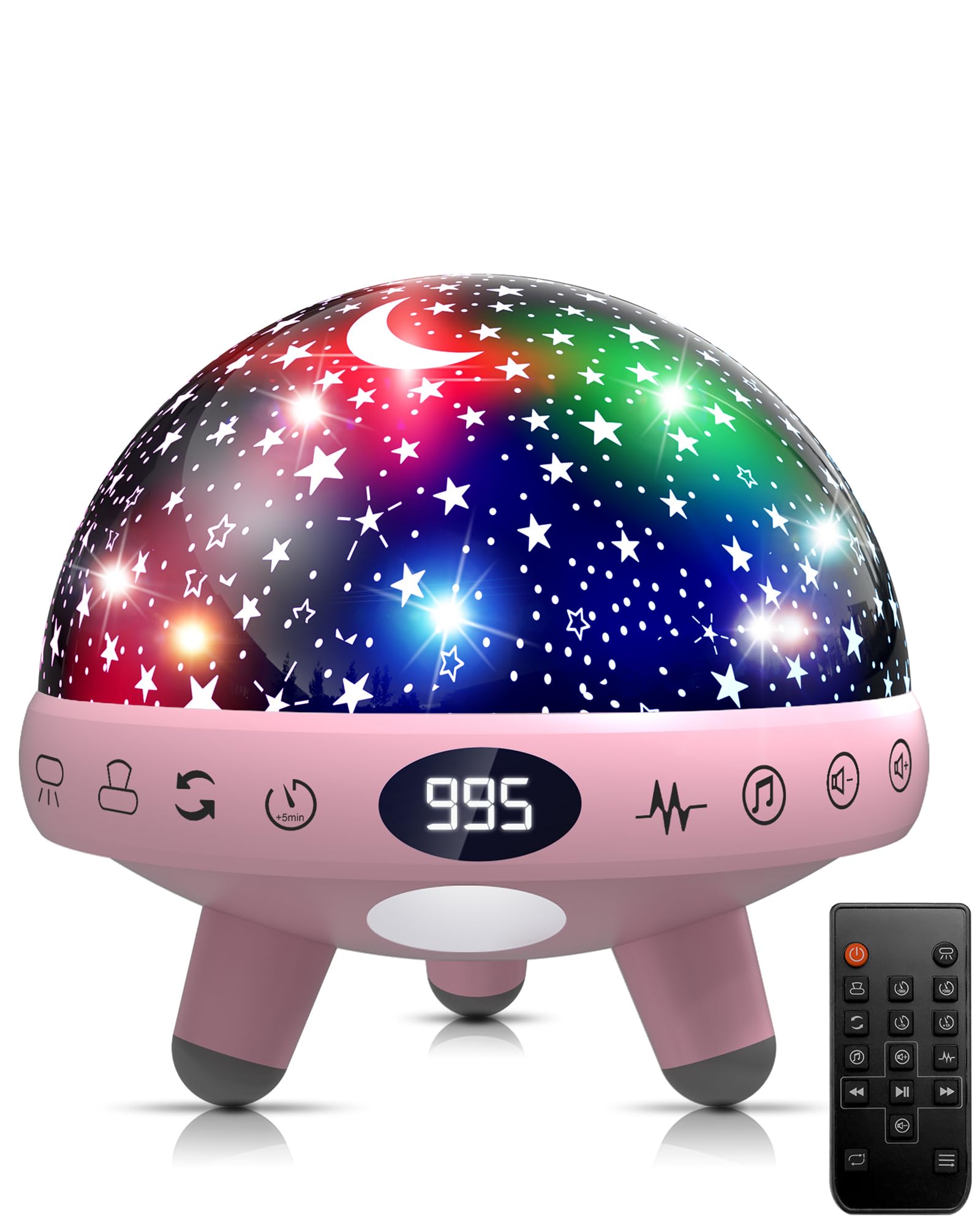 YACHANCE Veilleuse pour bébé projecteur d'étoiles pour chambre d'enfant avec machine à bruit blanc pour dormir, lampe de chambre d'enfant, 9 sons naturels, 20 berceuses, minuterie à distance