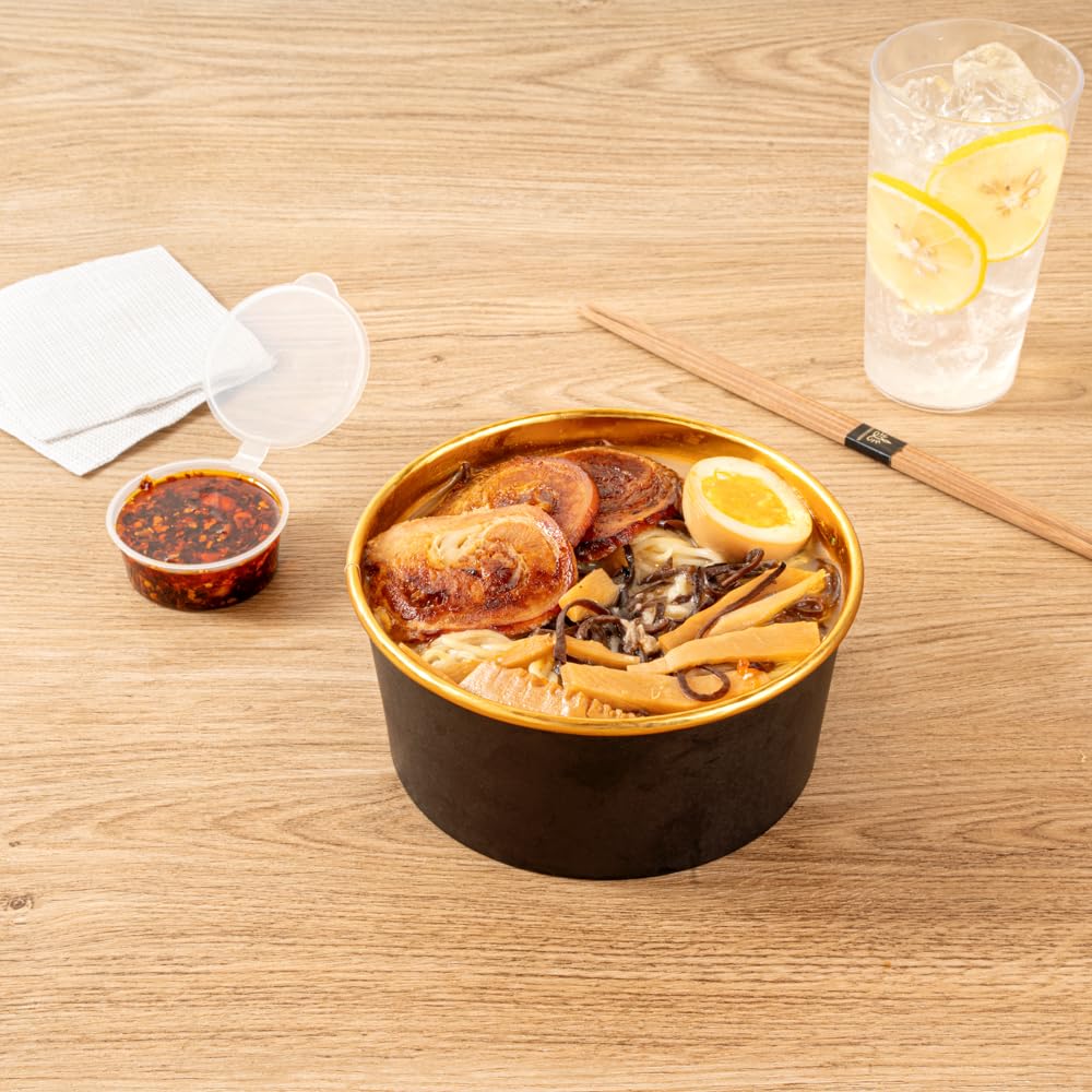 Restaurantware Foil Lux - Contenitore da asporto, 50 contenitori isolati per alimenti, antigrasso, impilabili, in carta nera, per cibi caldi o freddi, con coperchi venduti separatamente