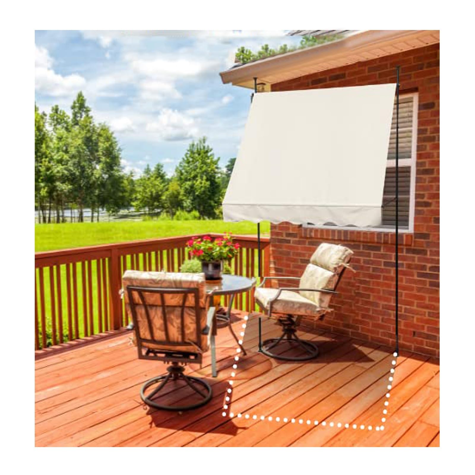 Toldo retráctil manual y ajustable de 2,5m para patio y exterior libre de taladros