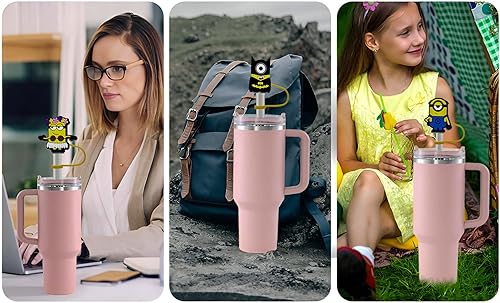 Miniatura 4 de 5 piezas Brighten Your Stanley Cup & Stitch botella de agua con bonitas fundas de popote de dibujos animados  Lindo regalo de San Valentín, tapas de