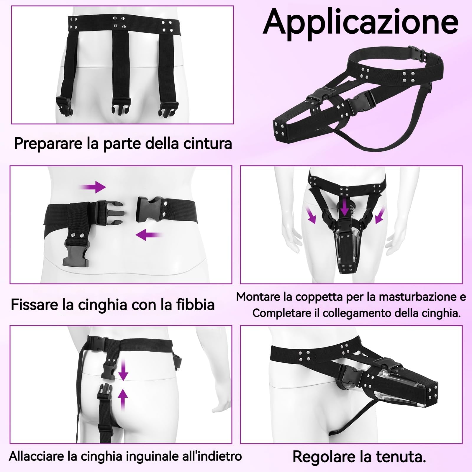 Cintura Regolabile per Masturbatore Maschile Elettrico, Imbracatura Compatibile con Coppa per il Piacere, Supporto con Fascia per Uso Solitario (Grande)