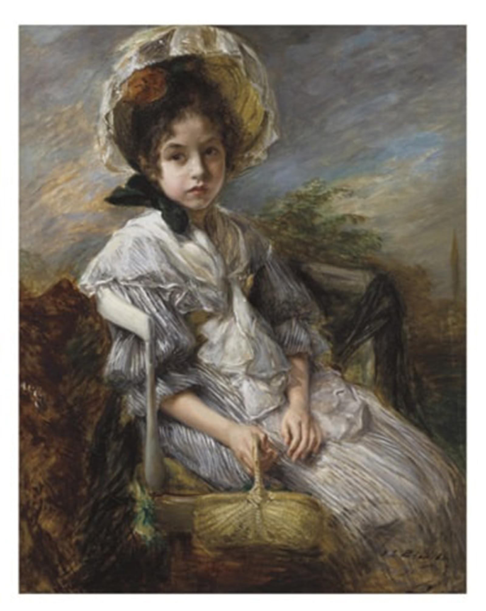 POSTERIIk Vintage Classic Picture Landscape Artwork Pouponne Zelinska Au Panier by Jacques Emile Blanche Portrait Canvas Painting for Office Home Decor 60x90cm