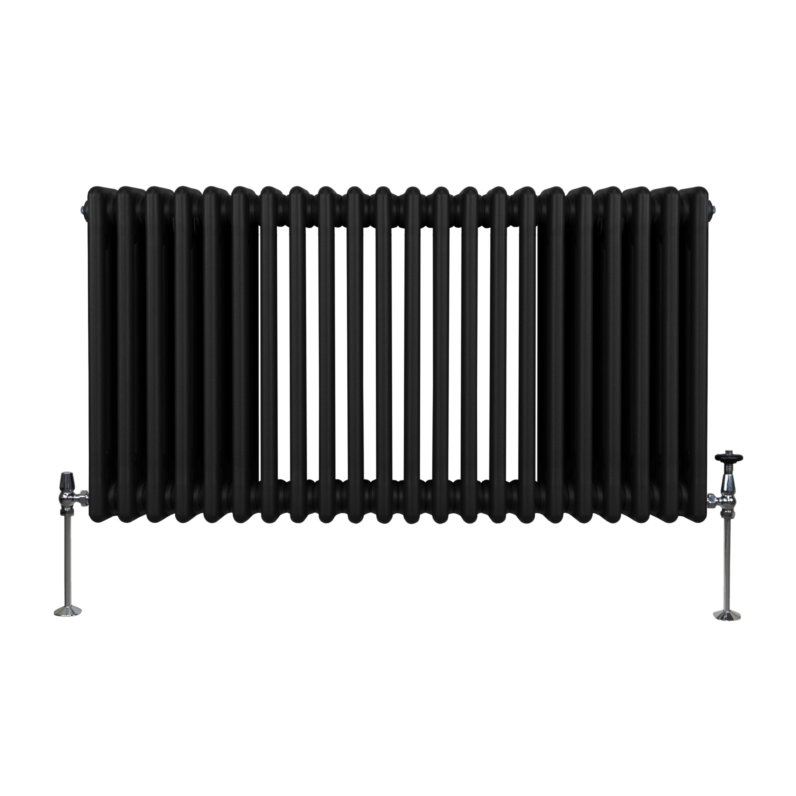 Radiador Tradicional Horizontal de 3 Columnas 600mm x 1012mm | Negro | Acero | Montado en pared | Kit de fijación y soportes + Cepillo de limpieza GRATIS | Calefacción calefactor