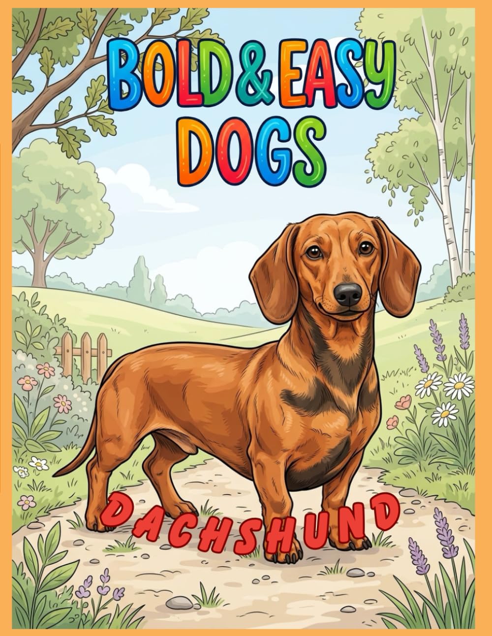 Bold & Easy Dog Breeds Dachshund: A Coloring Book for Seniors and Dog Lovers with Thick Lines and Simple, Large-Print Artwork