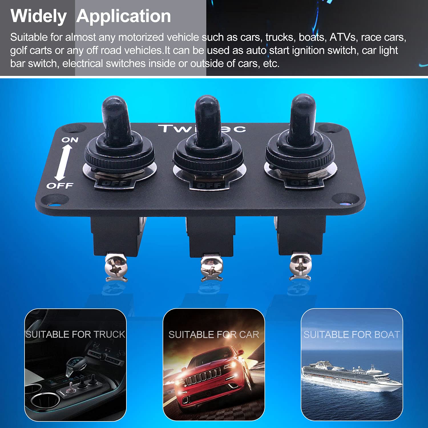 Snapklik.com : Twidec/3 Gang Rocker Toggle Switch Metal Panel