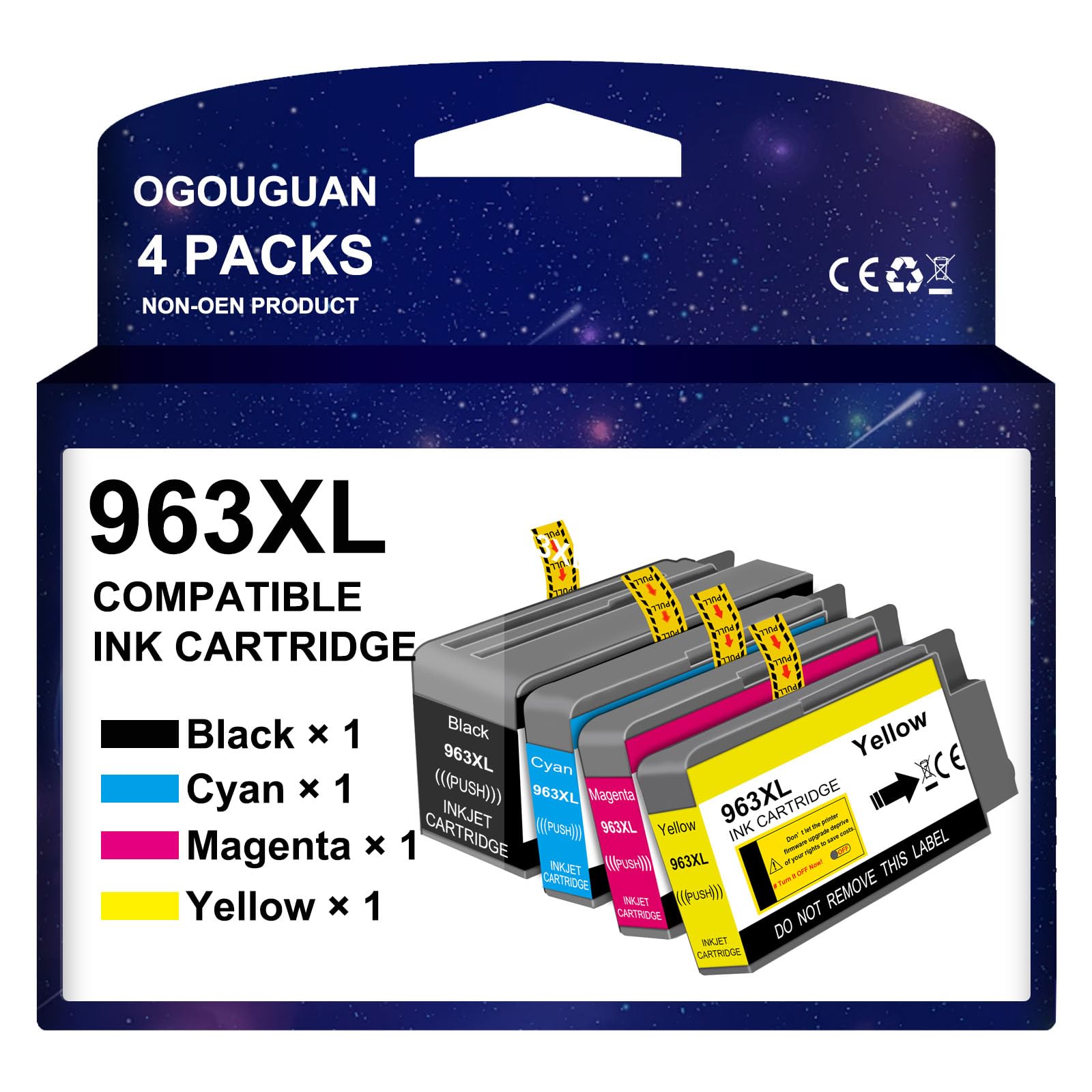 963XL Ink Cartridges Multipack Replacement for HP 963XL Ink Cartridges Multipack Compatible for HP Officejet Pro 9010 9012 9015 9016 9020(4 Pack)
