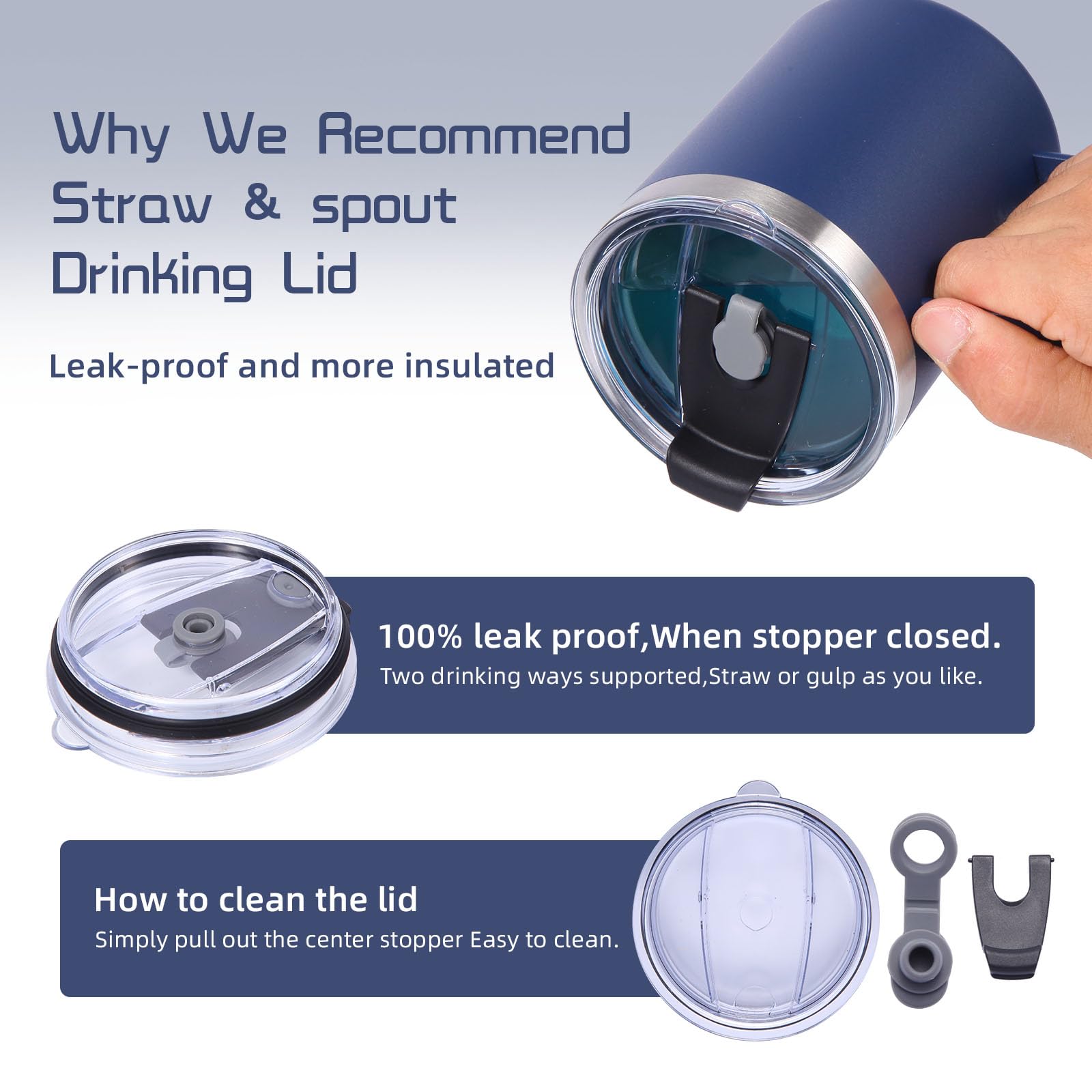 Volhoply Termo para Café de Acero Inoxidable 350ml con Asa, Taza para Café Doble Pared de Aislamiento al Vacío, Termos a Prueba de Fugas para Oficina, Camping y Viajes