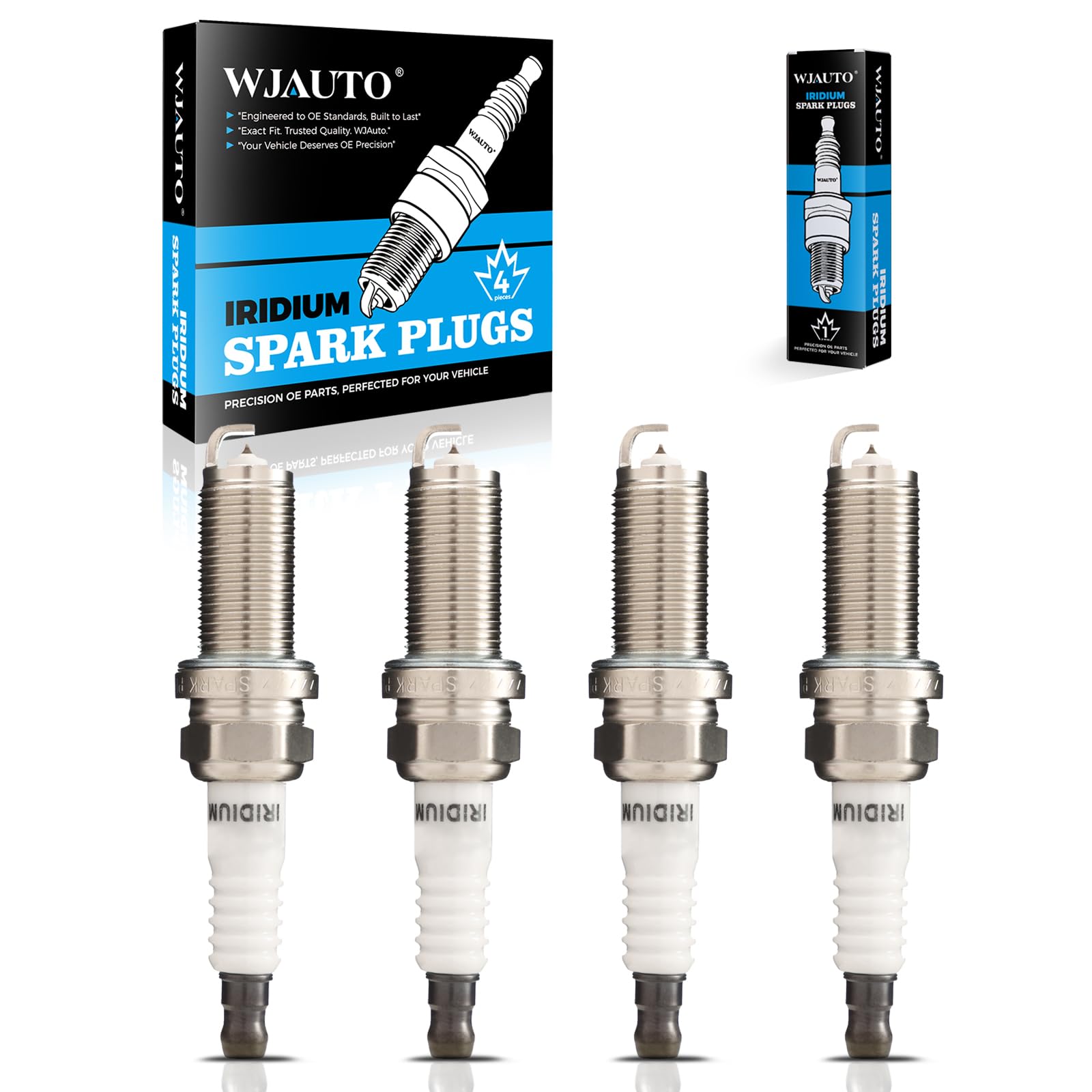 Photo 1 of WJAUTO Spark Plugs Iridium 4 Pack, Pre-Gapped Bujías Sparkplugs OEM Replacement for Hyundai Sonata Kia Acura Chrysler Honda Lexus Mazda Mercedes-B-ENZ Mini Mitsubishi