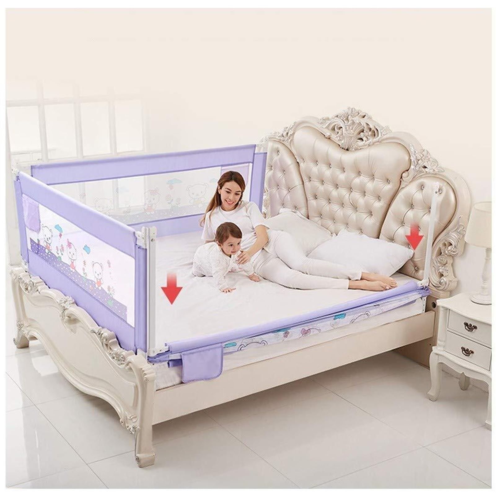 Valla for Cama Extra Alta Resistente Barandillas for Cama Malla de barandilla for bebé elevable Vertical for Cama de 1,5 a 2 m Universal for Cama Doble Cama tamaño King Cama tamaño Queen