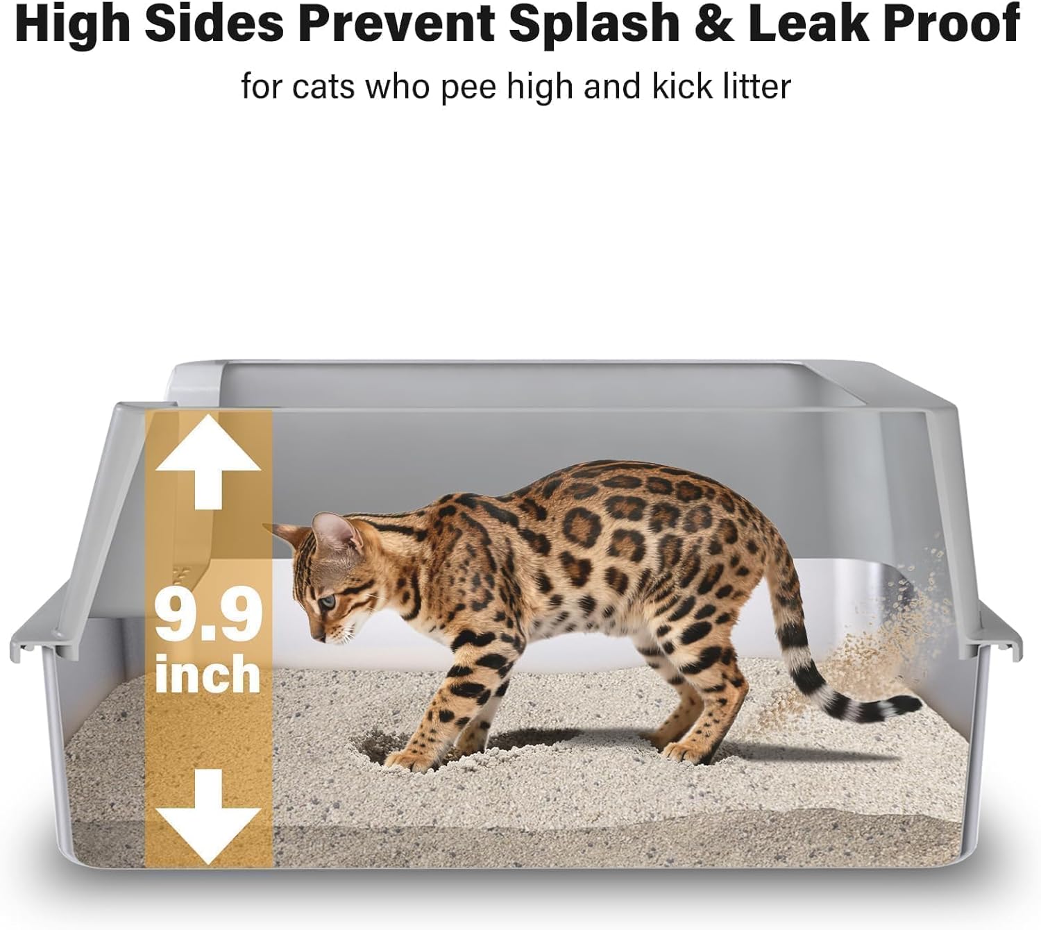 2PACK Stainless Steel Litter Box, Extra Large Cat Litter Boxes for Big Cats, XL Metal Cat Litter Box with High Sides Lid, Anti-Urine Leakage, Non-Sticky, Scoop and Mat Included