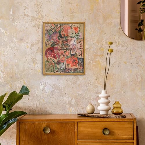 Miniatura 5 de Roslynity Lienzo enmarcado clásico, óleo, ramo floral abstracto, botánico, moderno, acentos de nostalgia, naturaleza, arte estético retro para