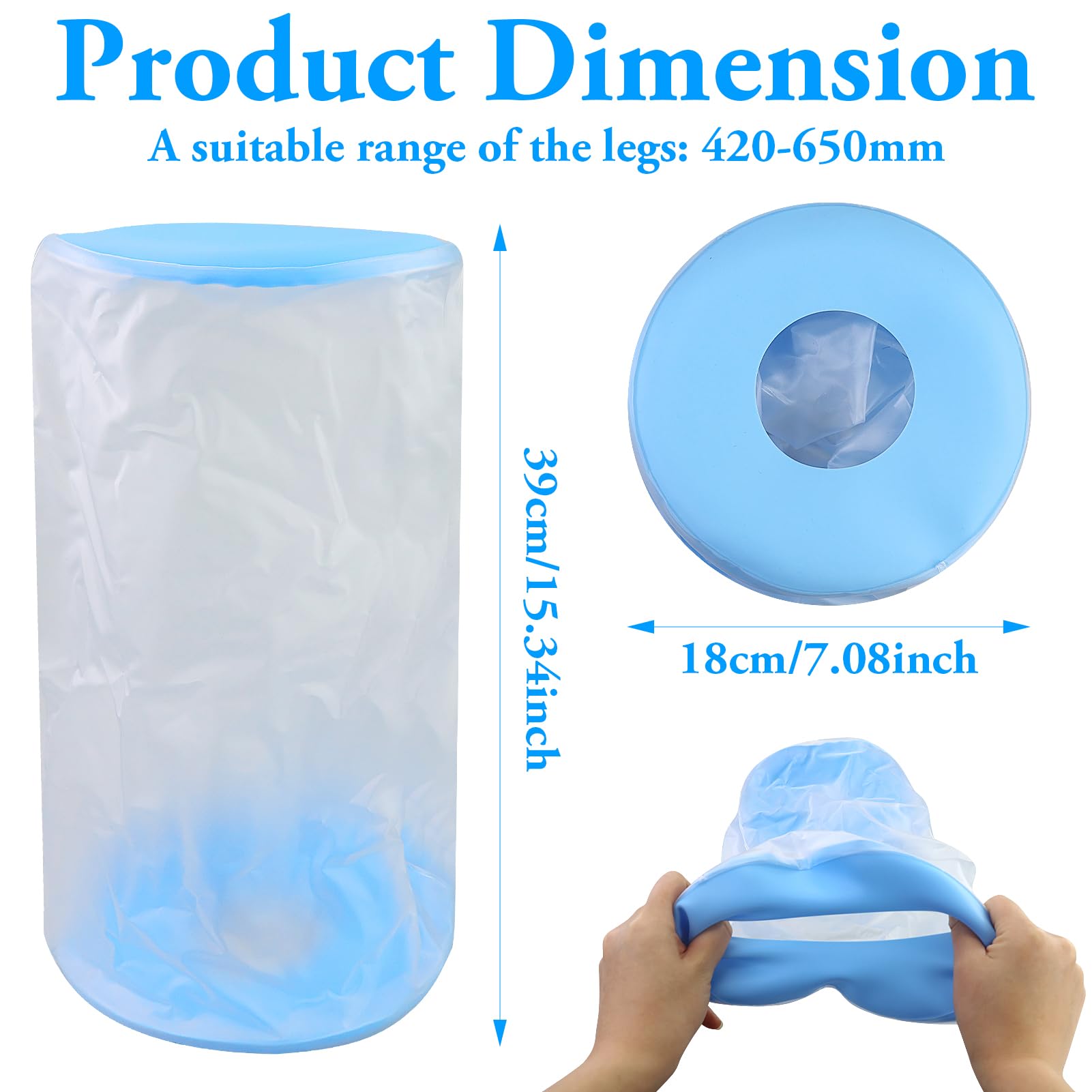 Blu Impermeabile Gesso Protezione Ginocchia, Protezione Gesso Impermeabile Gamba, Protezione Gamba Durante il bagno, Riutilizzabile, Benda, Protezione Doccia Piedi per Gambe rotte,