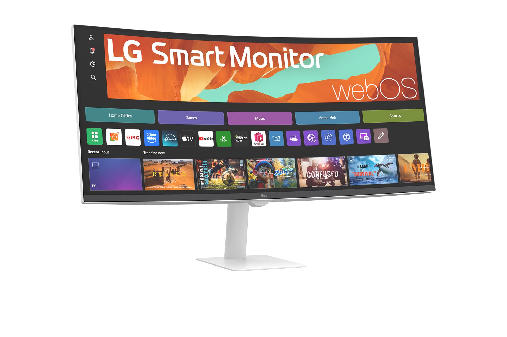 LG Smart Monitor 34U601SA-W 34 Pouces incurvé - Dalle VA résolution QHD (3440 x 1440), 5ms GtG 100Hz, HDR 10, sRGB 99% (CIE1931), inclinable