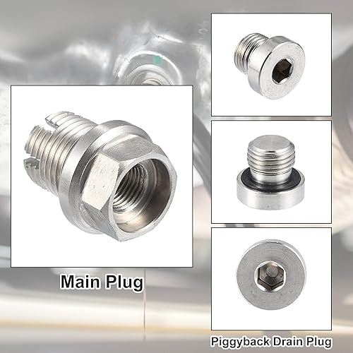 Miniatura 4 de X AUTOHAUX 1 Unidades M16.1-0.059 x 0.591 in Oversize Piggyback tapón de drenaje de aceite de acero inoxidable Autoperforante Kit de reparación de