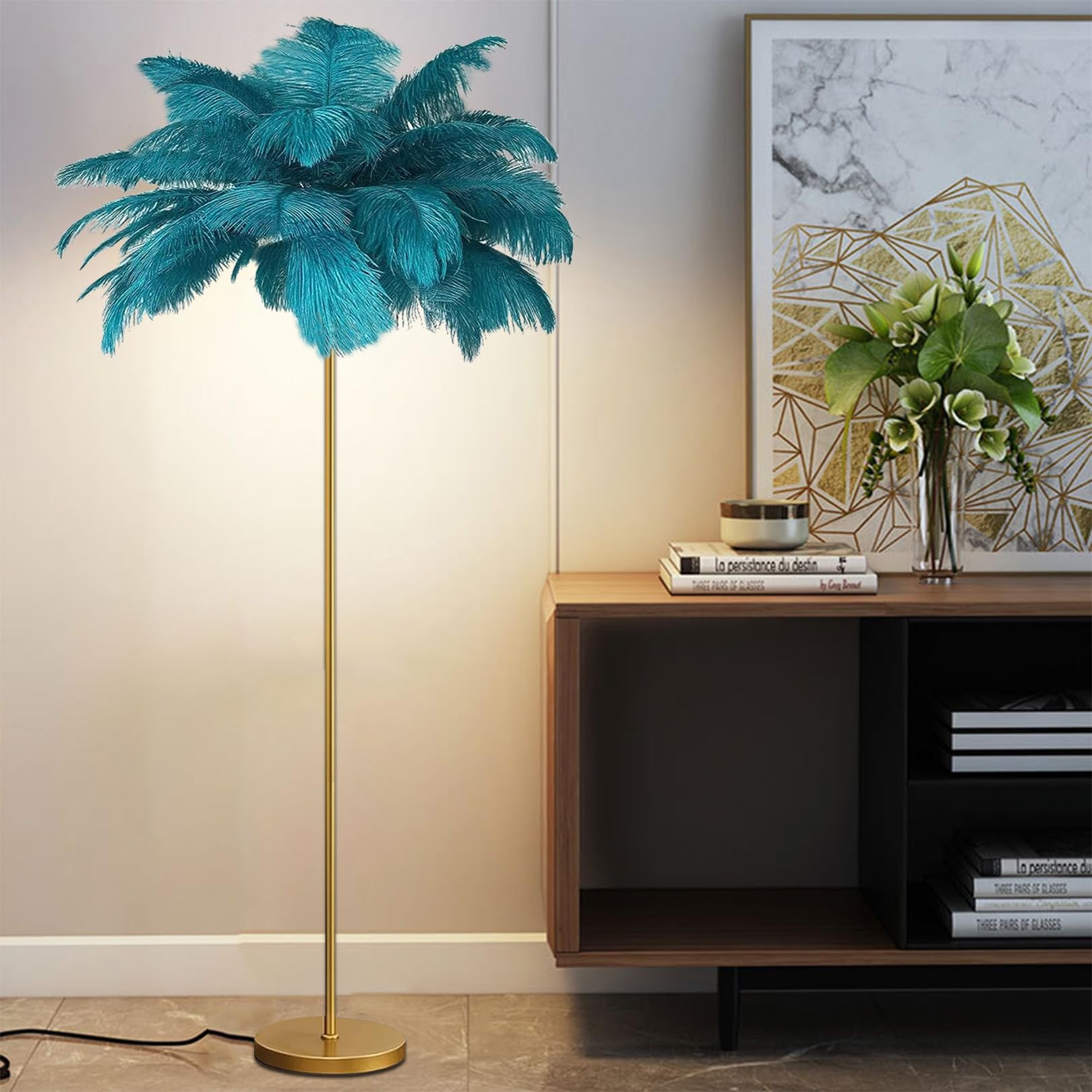 Lampadaire en plumes d'autruche anti-éblouissement pour la chambre