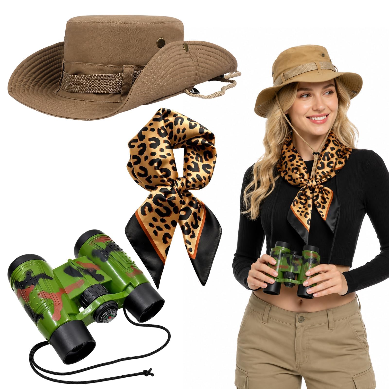 EujRcf 3PCS Safari Costume Accessories Set, for Outdoor Exploration