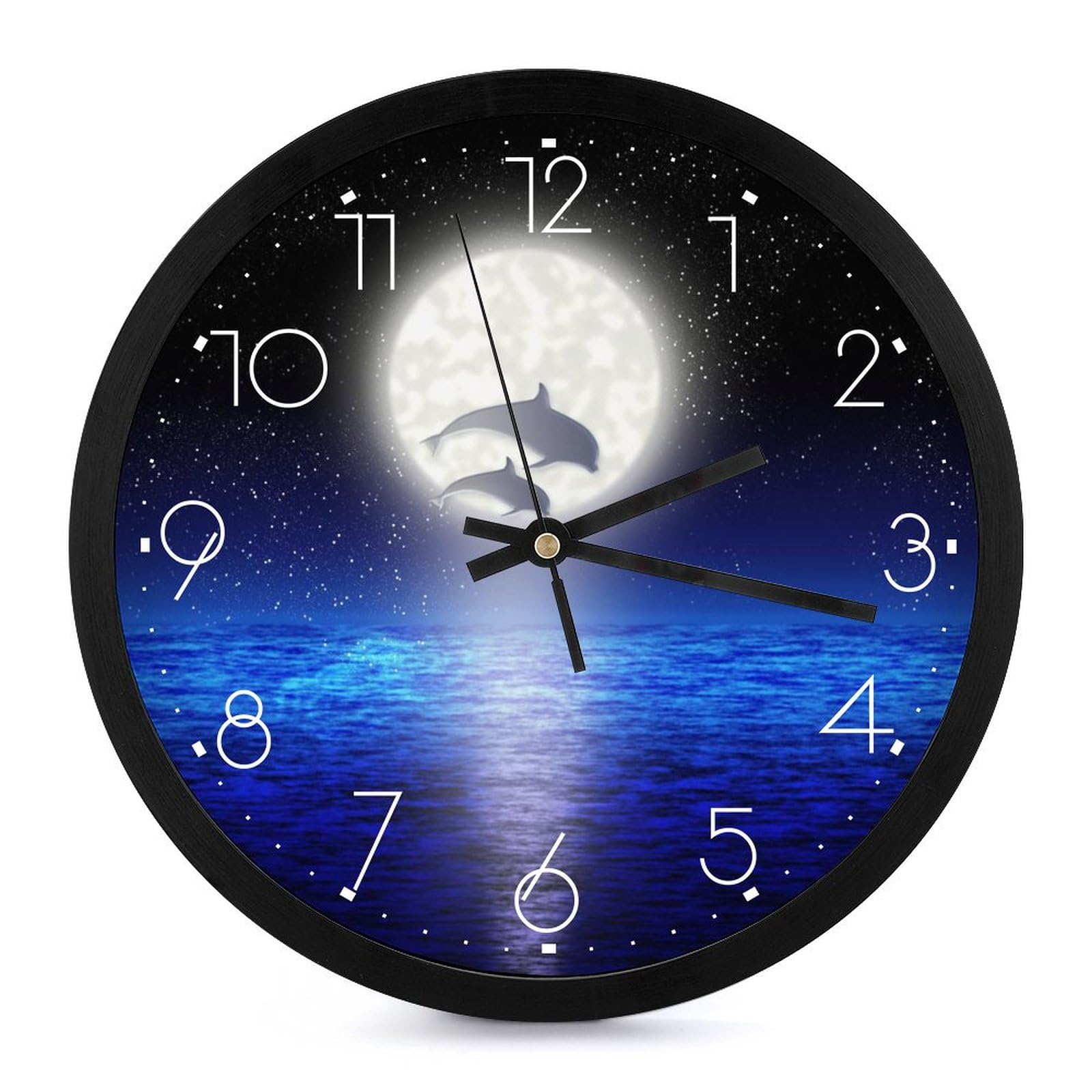 Amazon.co.jp: イルカ 夜の海風景 月 掛け時計 おしゃれ 北欧 壁掛け