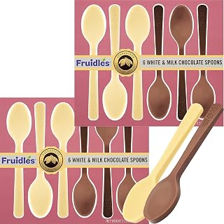 Fruidles Milk And White Chocolate Spoons, Candy Hot Chocolate Stirring, Gourmet Milk Cocoa Edible Spoon Stirrers, Non-GMO, Dairy, 2.12 Oz (6 Spoons-3 brown and 3 white- per Box) (2-Pack)