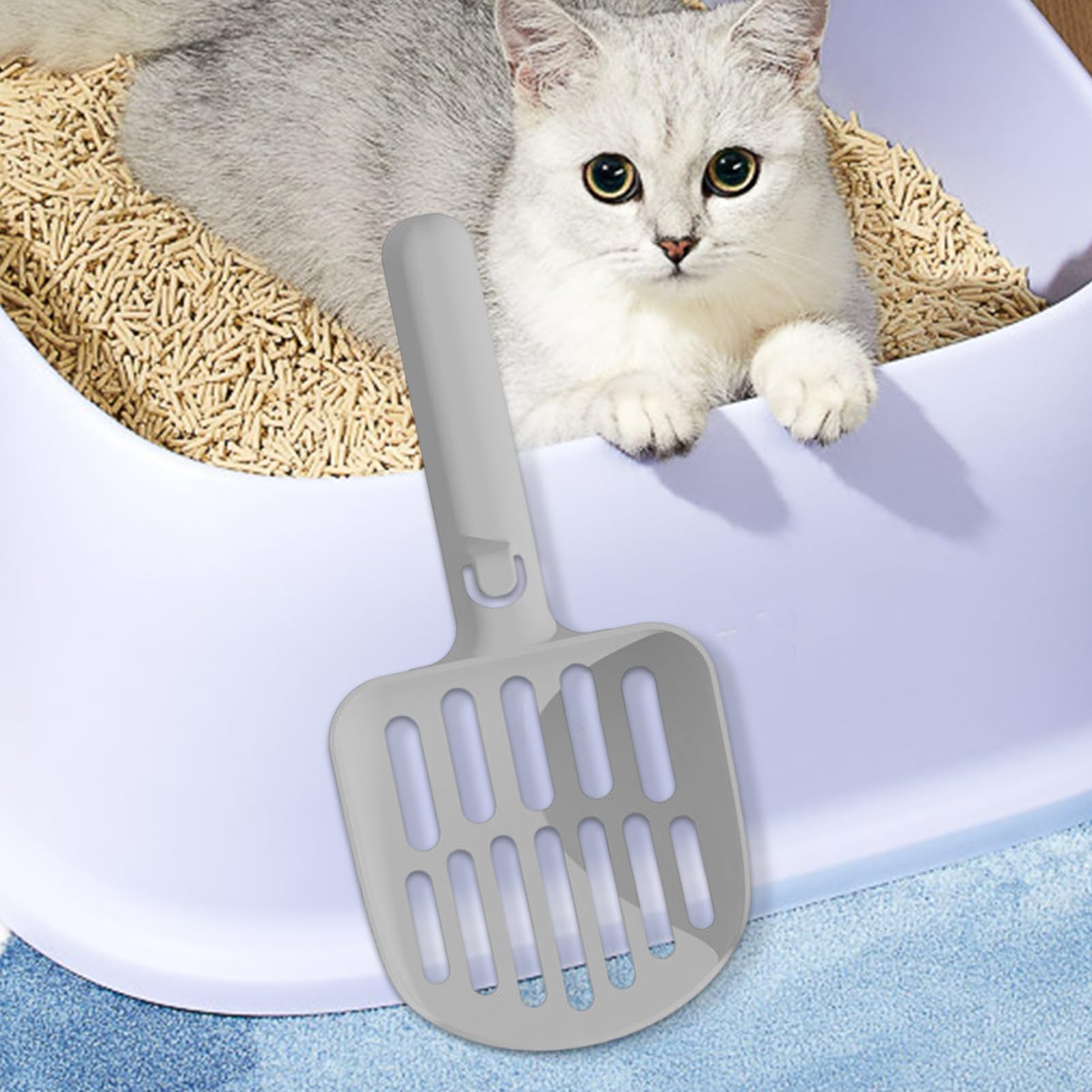 Pala para Arena de Gato, Accesorios for Mascotas for Limpieza de Patio Interior y Exterior, Gatito, Cachorro, Conejito, pequeñas(Gray)