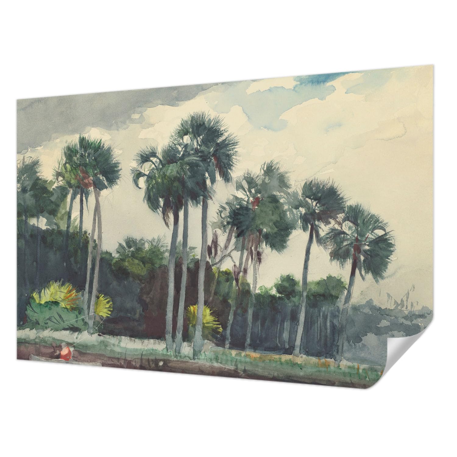 Papier Peint Autocollant 104x70 cm Tulup décor palmiers exotiques résistant pour salon et chambre