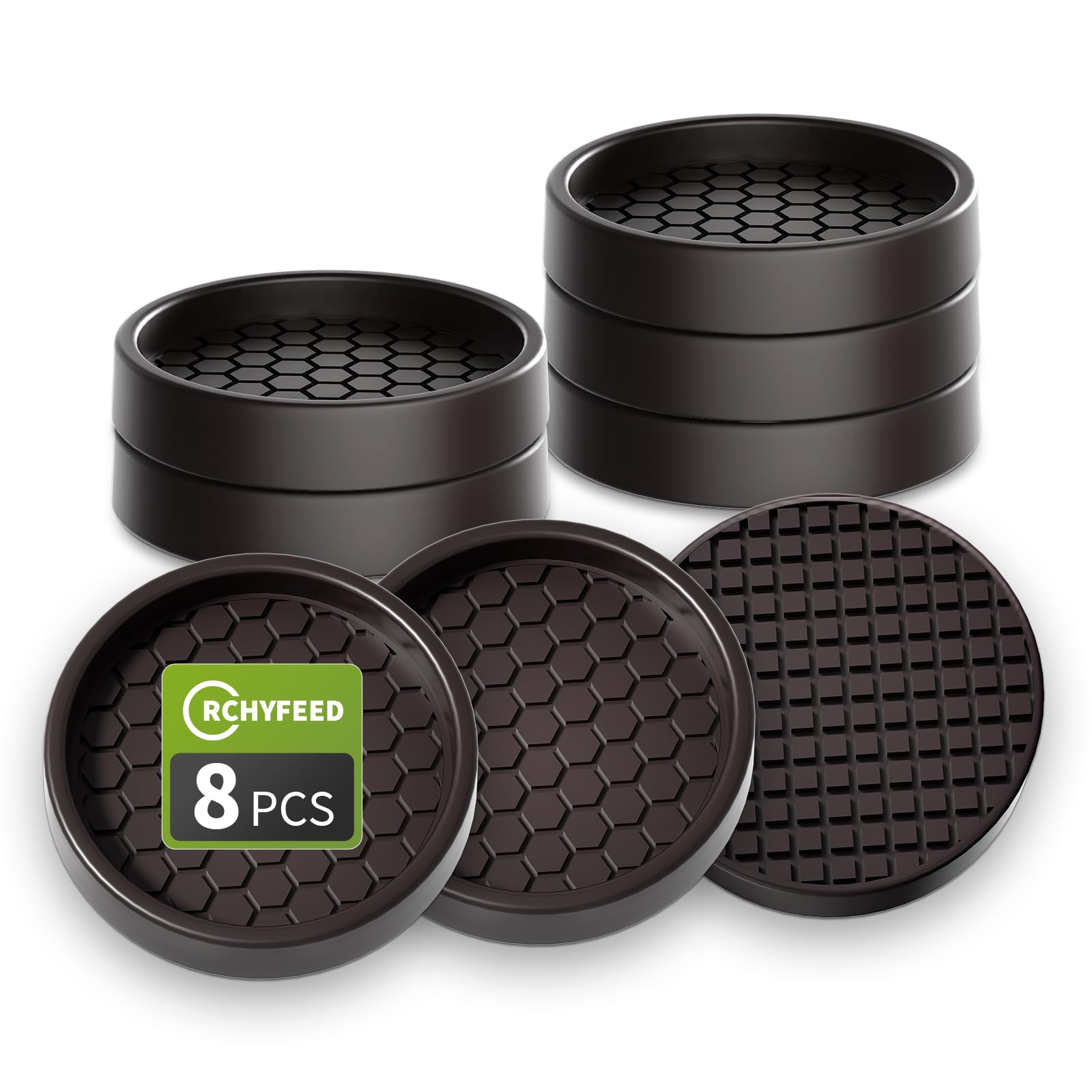 RCHYFEED Furniture Caster Cups, 8 Pcs Round Coasters, 2" Non-Slip Castor Cups, Thick Rubber