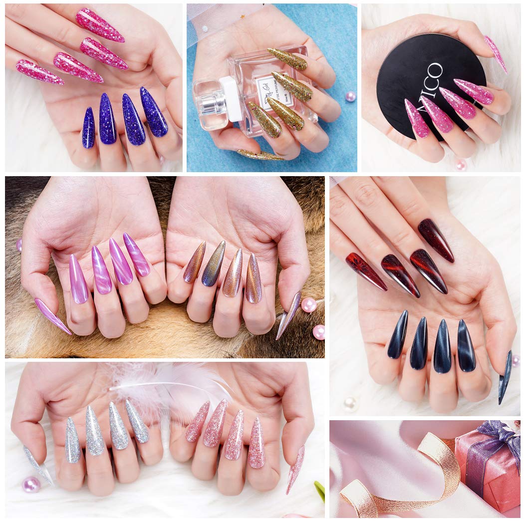 Wakaniya Gel Nail Polish Kit with u v Light -20 Colors Soak Off Gel Polish and 2pcs Poly Gel with Base Top Coat UV Lamp ,Gel Nail Polish Set of Nude Glitter Cat Eye Colors for DIY and Salon Professional