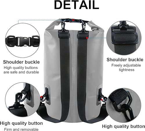 Miniatura 4 de JIMACRO Bolsa seca impermeable mochila enrollable de 30 L con correa de hombro, bolsa húmeda de lona 500D para viajes, pesca, ciclismo, kayak,