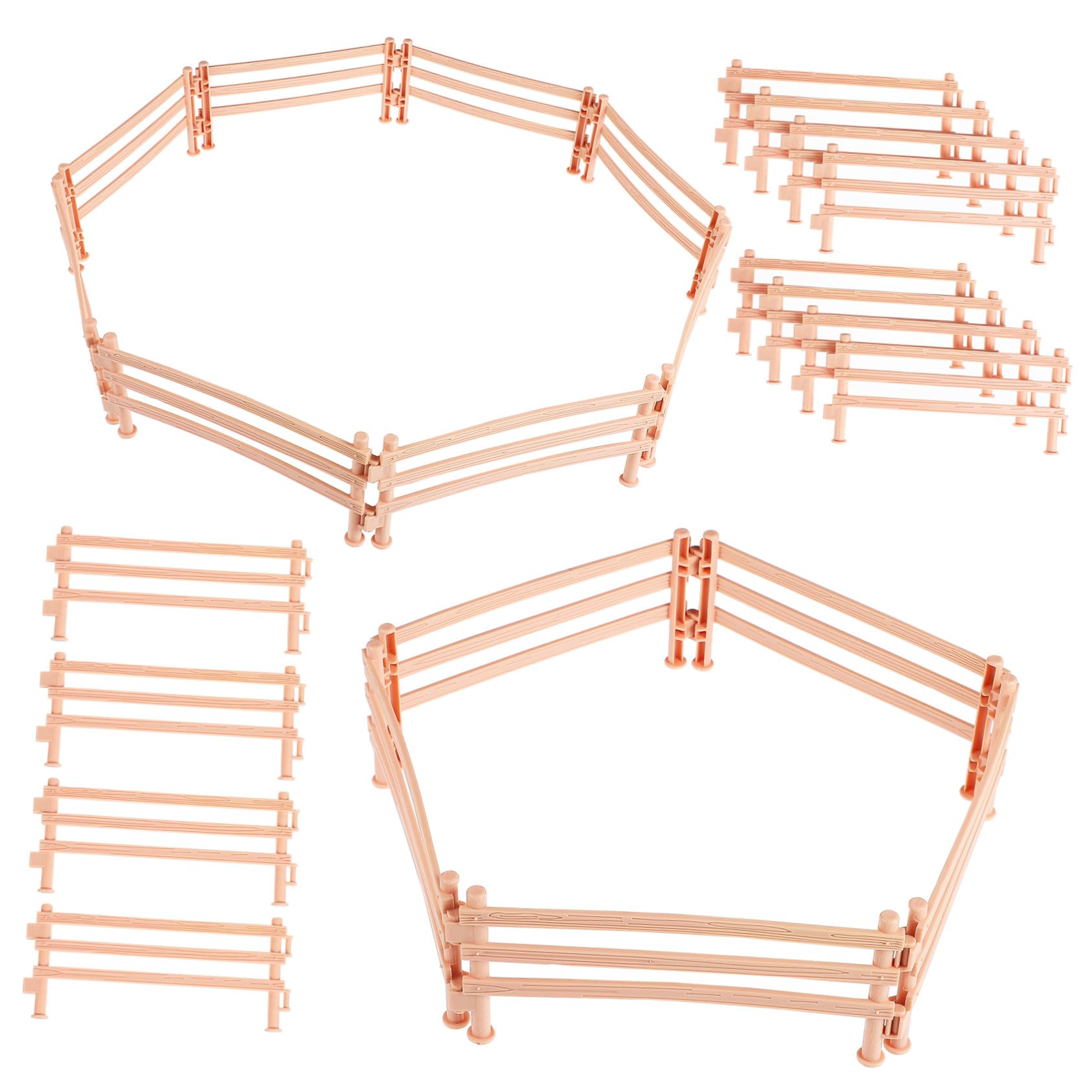 Juguete de Valla de Granja Beige de PVC, 50 Piezas para Niños