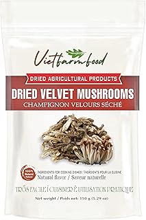 DRIED VELVET MUSHROOMS 5.29 Oz (150g) VIETFARMFOOD: Dried agricultural products with pure natural flavor. Used as cooking ingredients to prepare delicious, nutritious dishes, suitable for vegetarians