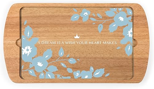 Picnic TIME Disney Princess - Tabla de queso de Cenicienta con parte superior de vidrio, bandeja para servir, tablas de queso, tablas de embutidos