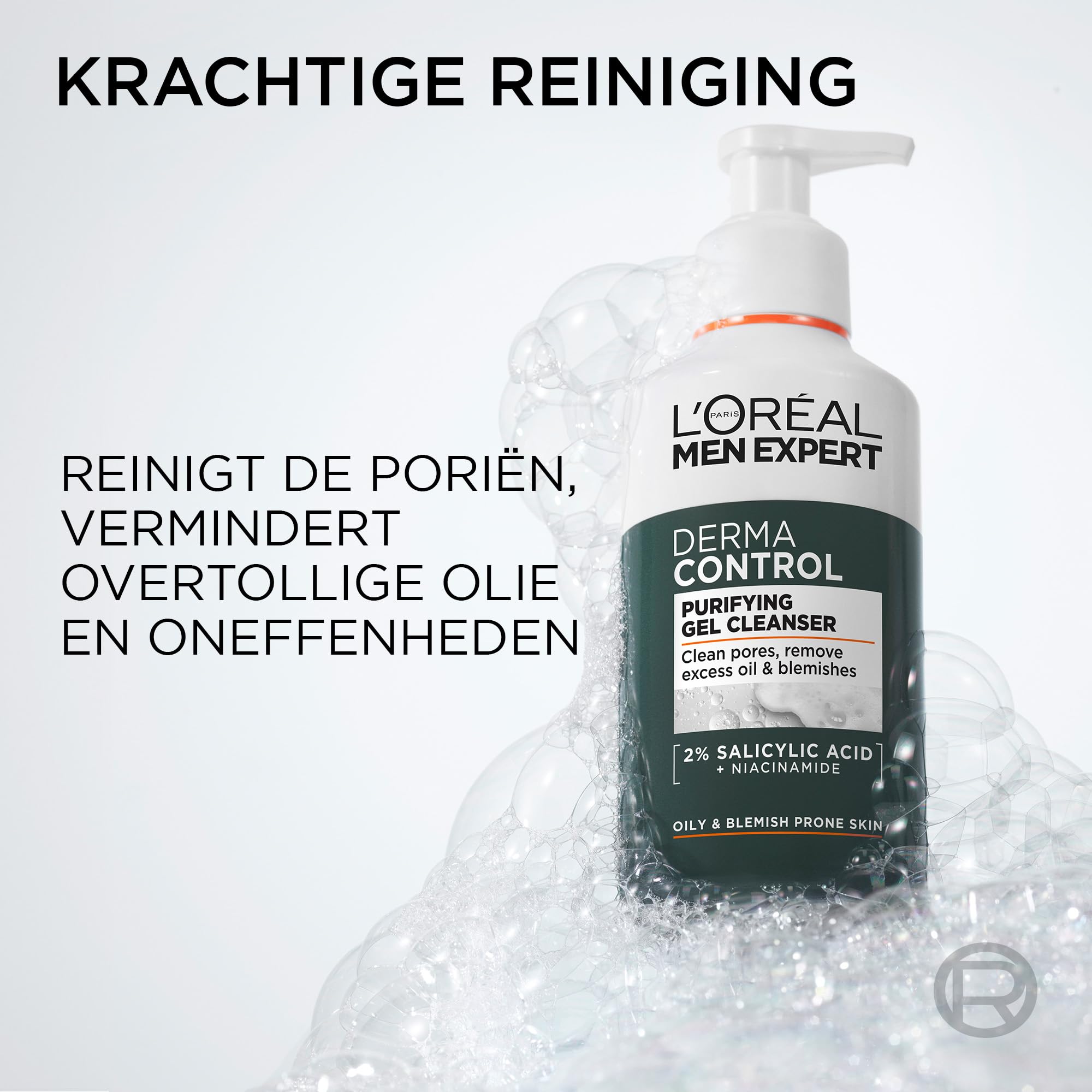 L'Oréal Paris Men Expert Derma Control Oczyszczający Żel do Mycia Twarzy z Niacynamidem, 260 ml