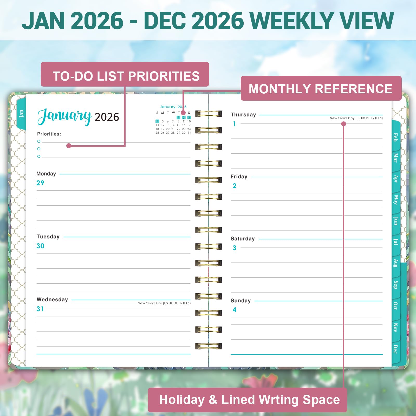 Snapklik.com : 2026 Planner - 2026 Planner Weekly And Monthly, JAN 2026 ...