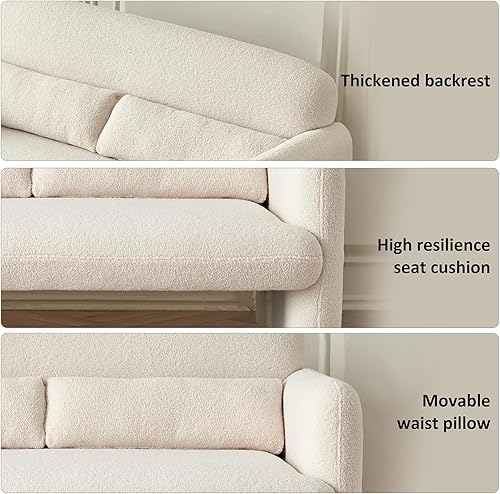 Miniatura 8 de VASOENY Sofá biplaza de 59.06 pulgadas, sofá de tela de cordero Sherpa de 2 plazas, cómodo asiento de dos plazas tapizado, moderno sofá de ocio con