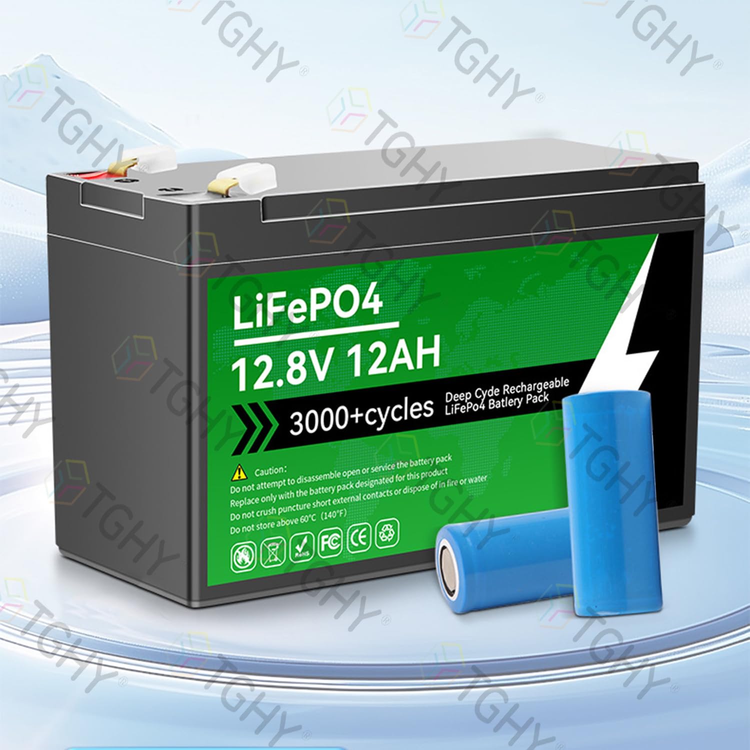 TGHY Batteria LiFePO4 12V 6AH 12AH 18AH 24AH 30AH Batteria al Litio 12 Volt per Camper, roulotte, Nautica, Barra Luminosa a LED, Campeggio all'aperto, ecoscandaglio,12v 12ah