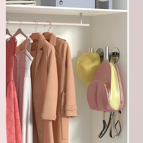 Miniatura 6 de Ganchos autoadhesivos resistentes para toallas, toallas de acero inoxidable para bolsos, toallas, batas, sombreros, delantales, sin taladro, para