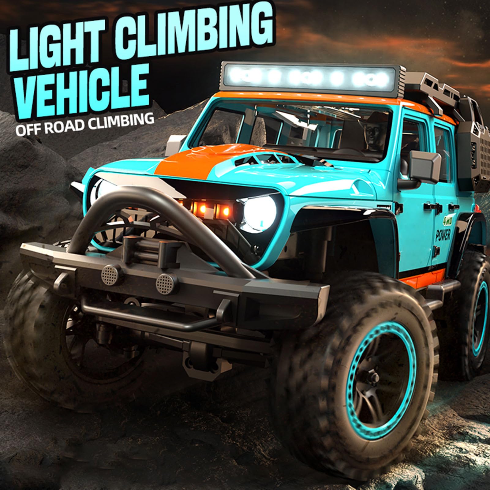 RC Crawler 4WD Velocità Elevata Auto Telecomandata, 1:20 Scala con Luci LED per Avventure Notturne, Bianco