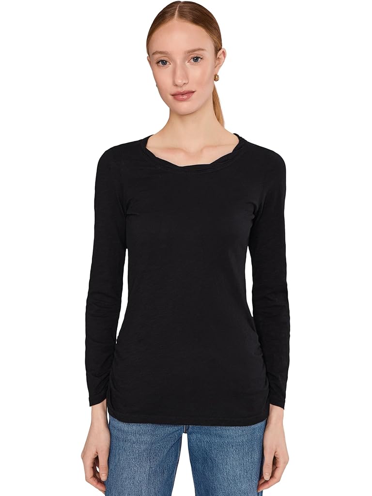 Black Mod-o-doc Long Sleeve Twisted Scoopneck Tee