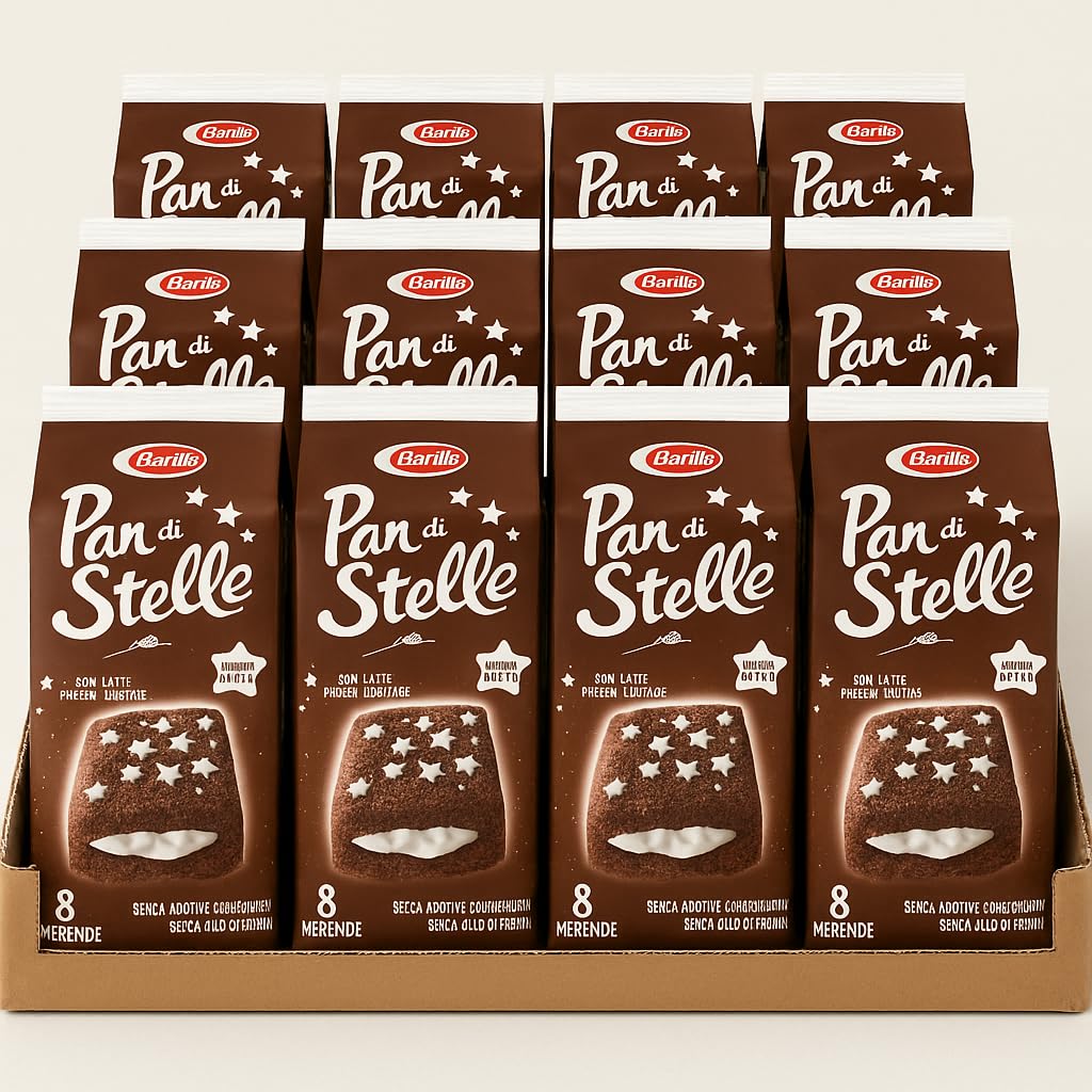 Merendine al Cacao con Crema al Latte – 12 Confezioni da 280g – Totale 96 Trancini Soffici – Senza Olio di Palma – Spuntino Dolce per Colazione, Merenda o Pausa – Confezionate Singolarmente