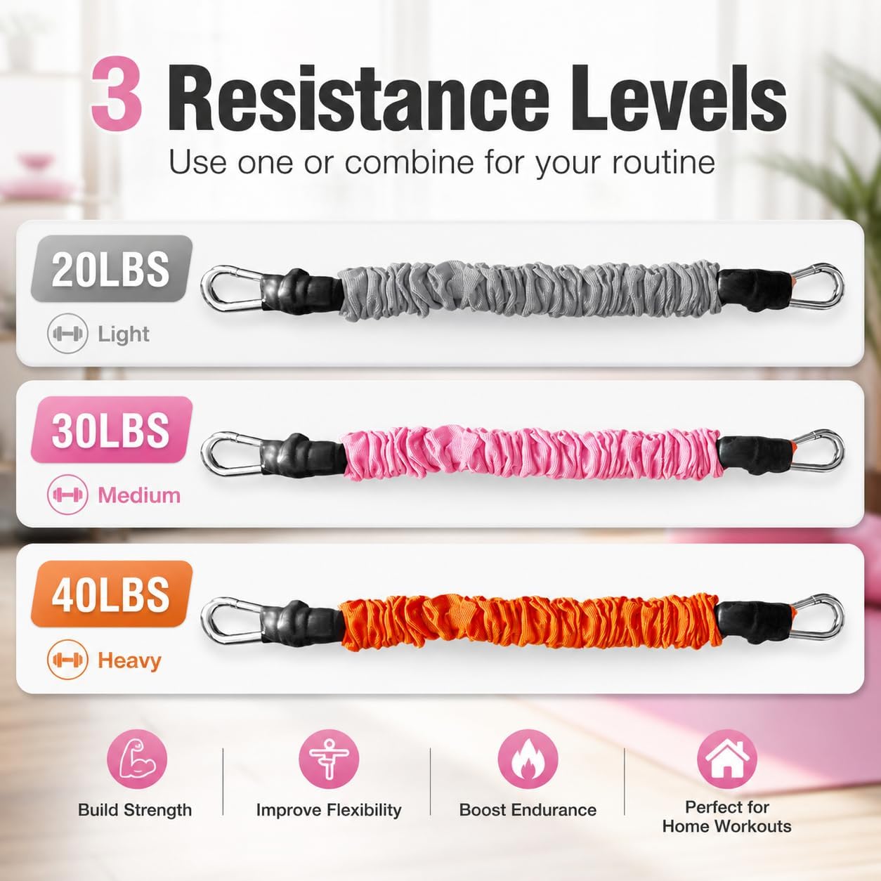 20-40LBS Pedal Resistance Band with Handle Full Body Workout